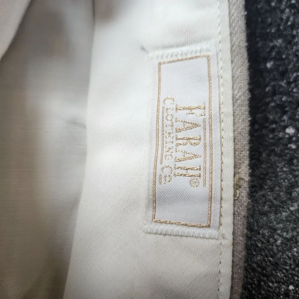 Farah Beige Pleated Dress Pants 42W Wool Blend Twill Classic Fit Straight Office